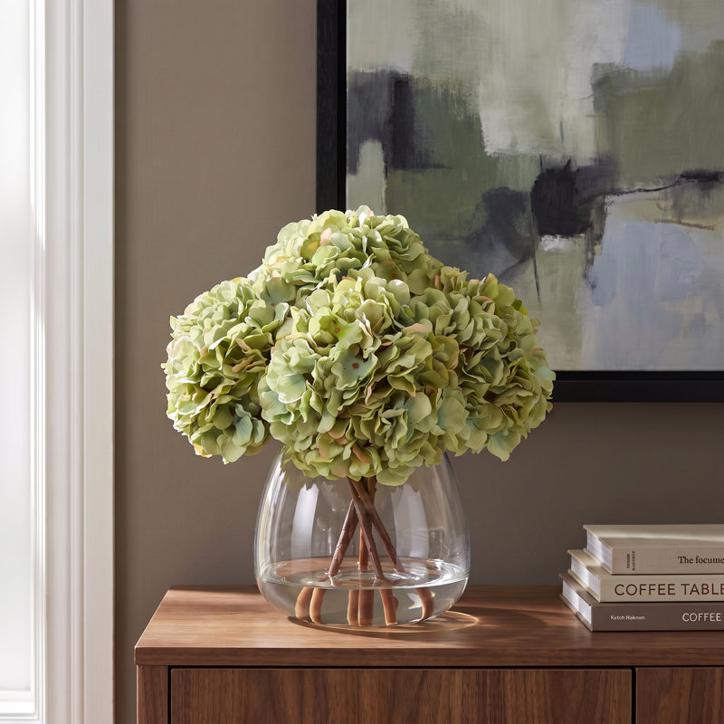 Faux Floral in Vase, Green