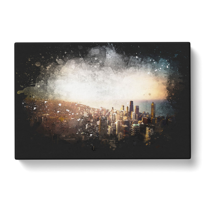 High Over The Chicago Skyline - Wrapped Canvas Painting, 50cm H x 76cm W x 3cm D