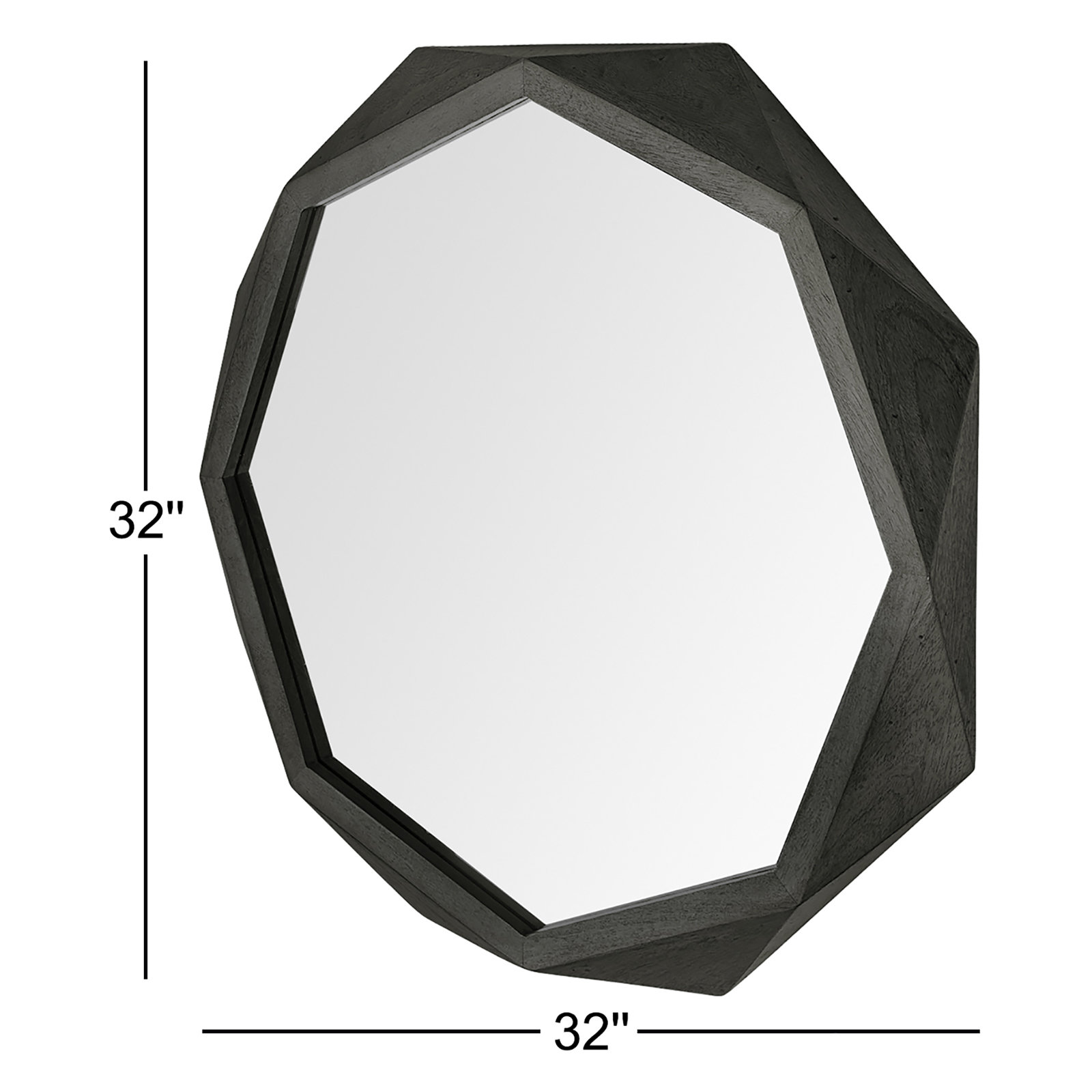 Jo Accent Mirror, Black, 32" x 32"