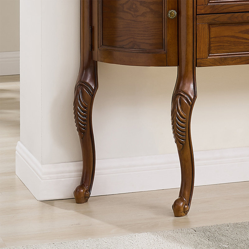 Console en bois massif rétro, Brun, H 33,46 po x l 43,31 po x P 13,78 po