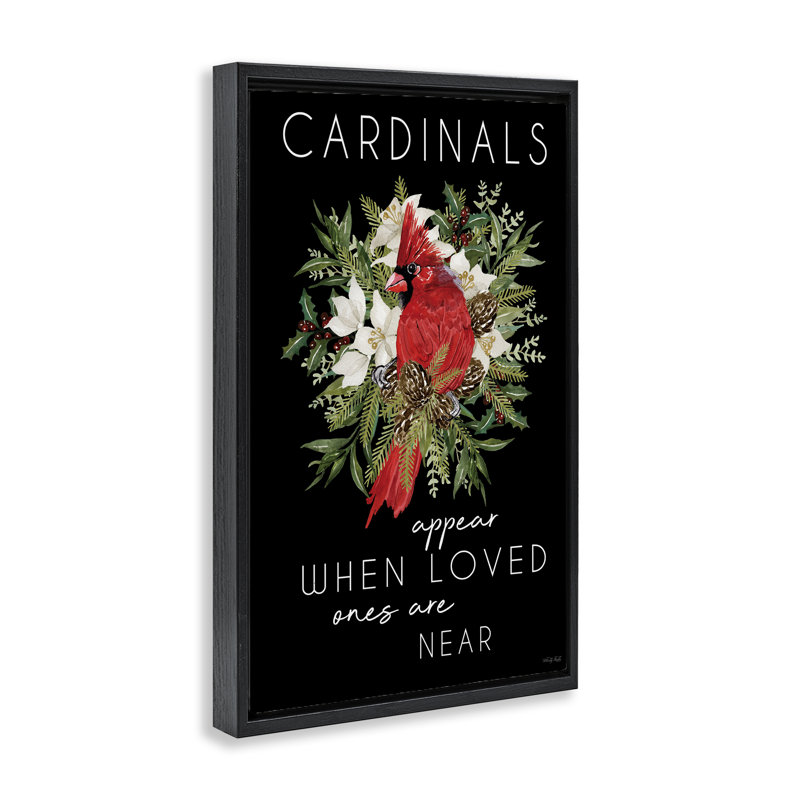 Cadre flottant à motif saisonnier Cardinals, Cadre flottant noir de jais, H 25 po x l 17 po