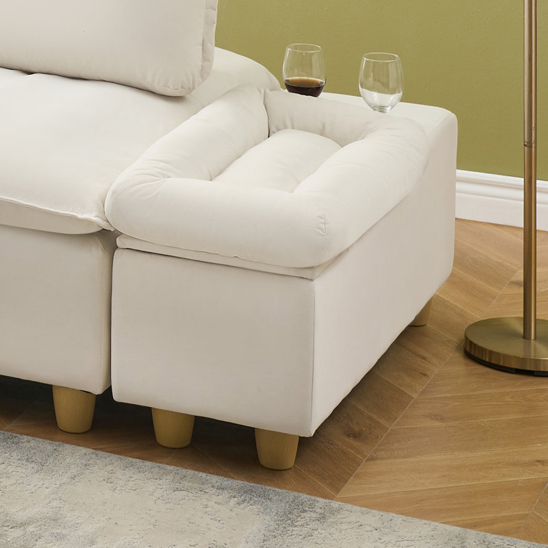 Storage End Table, Beige