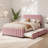 Full Size Velvet Upholstered Platform Bed With Twin Size Trundle, Pink-1304133980