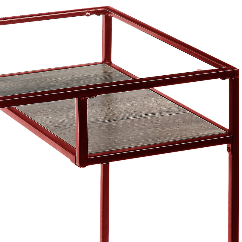 Plateau en verre et bureau Yasin, Rouge
