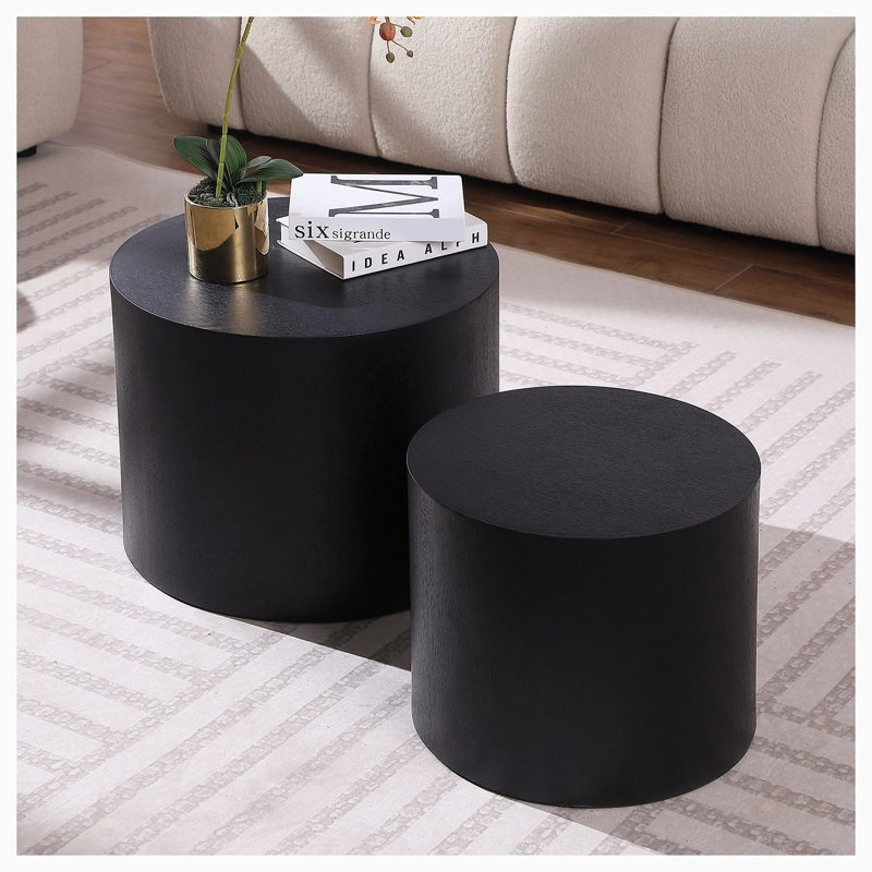 Nesting Tables, Black, 15" H x 18.89" W x 18.89" D