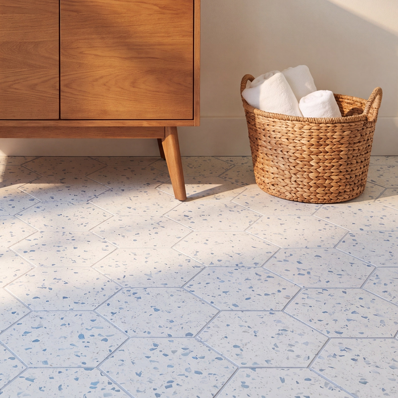 Jurassic Hex 9" Porcelain Tile, Blue