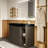 48F" Smoked Oak Bathroom Vanity with Sink, Large Storage Freestanding Bathroom Vanity for Modern Bathroom, One-Piece Black Solid Surface Sink Basin without Drain and Faucet, KD-534705039-534705038-534705037