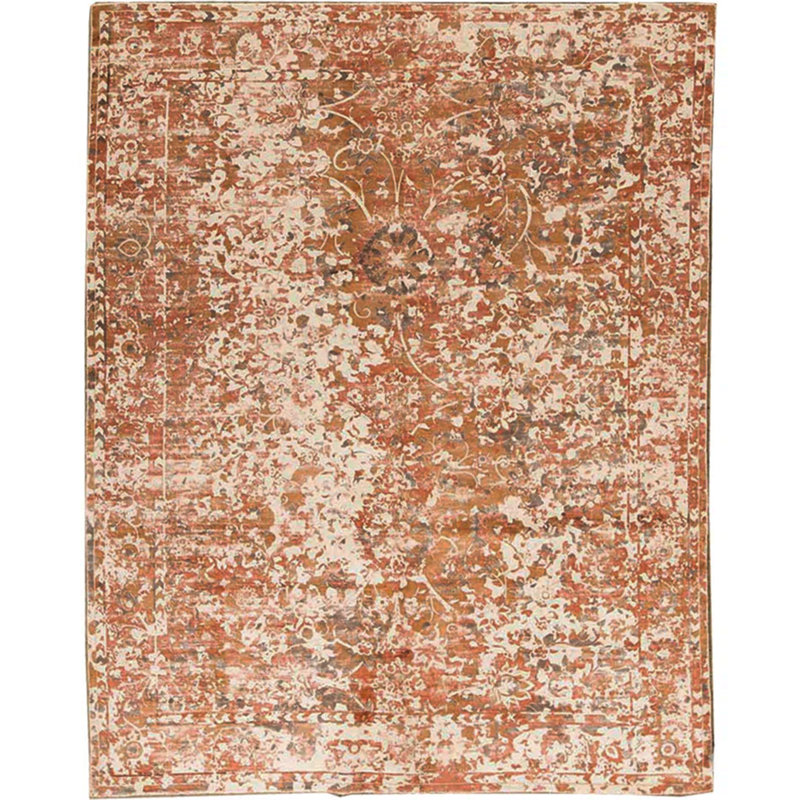 Tapis rouille / gris clair de haute qualité noué à la main, Rectangle 7 pi 9 po x 9 pi 9 po