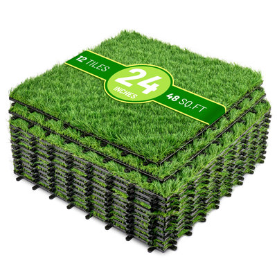 Sorbus Pi. Carreaux de gazon artificiels imbriqués 24 po x 24 po pour balcon, terrasse et patio