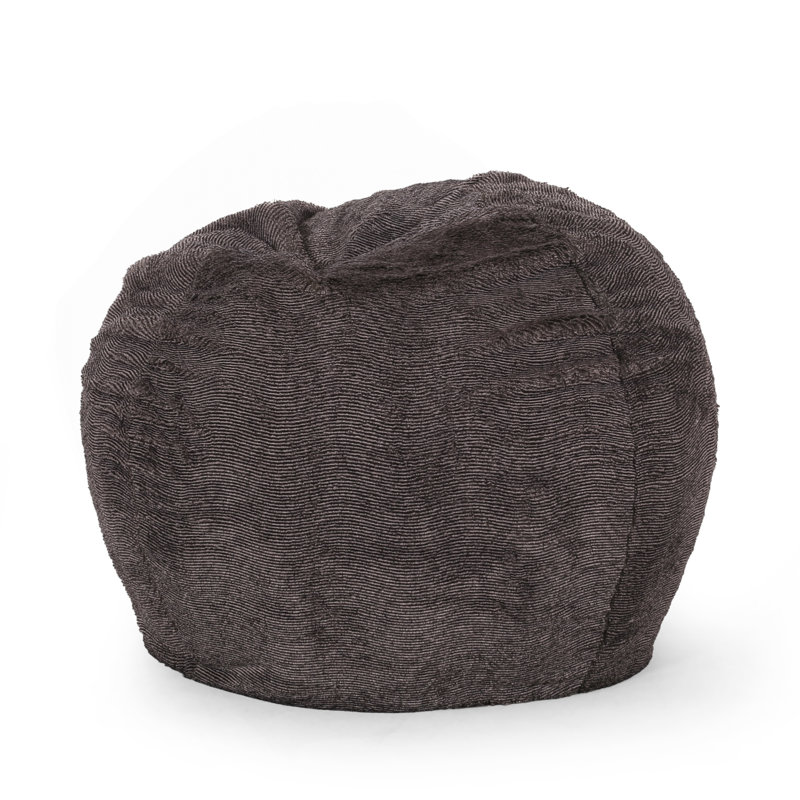 Clinger bean bag, 25" H x 34" W x 34" D, Brown/Beige Faux Fur