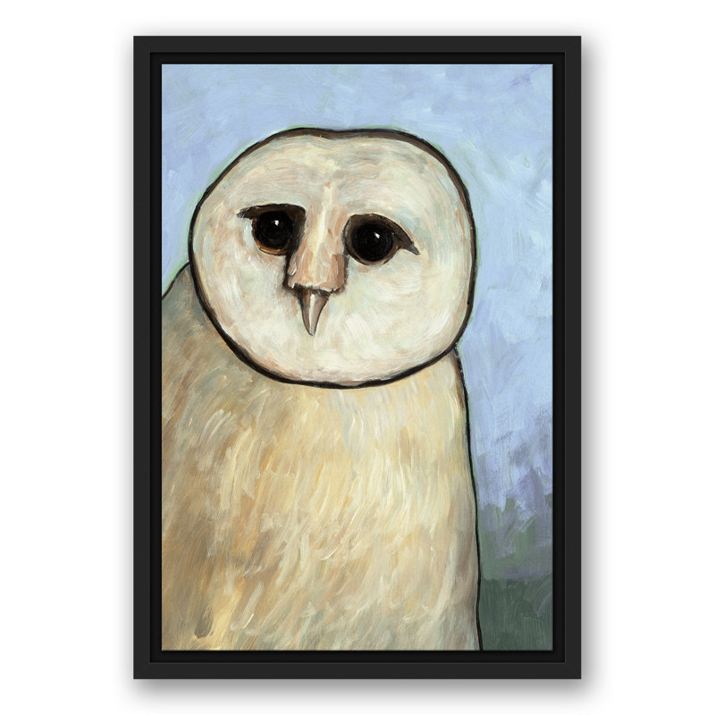" Barn Owl ", 18" H x 12" W, Black Framed