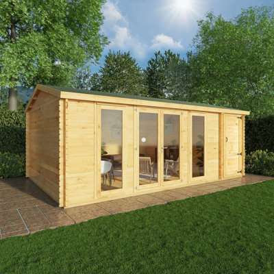 Mercia 20ft x 10ft Home Office Studio With Side Shed (44mm)