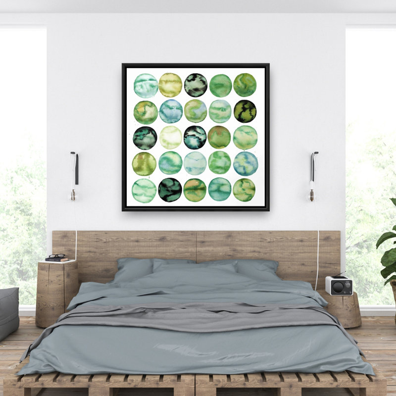 Green circles - 36"x36" Framed canvas