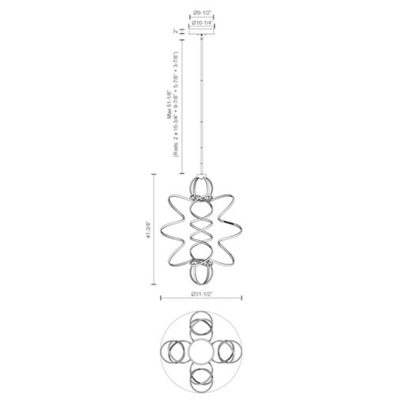 Synergy 1 - Light LED Pendant, Antique Silver, 41.375"H x 31.5" W x 31.5" D