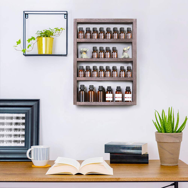 Étagère de rangement murale en bois pour huile essentielle