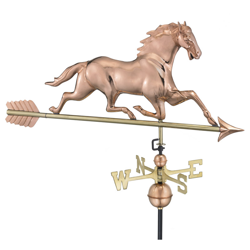 36'' H Metal Animals Weathervane, Polished Copper