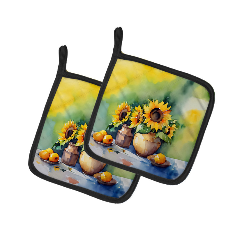 Caroline's Treasures Floral Polyester Potholder Set