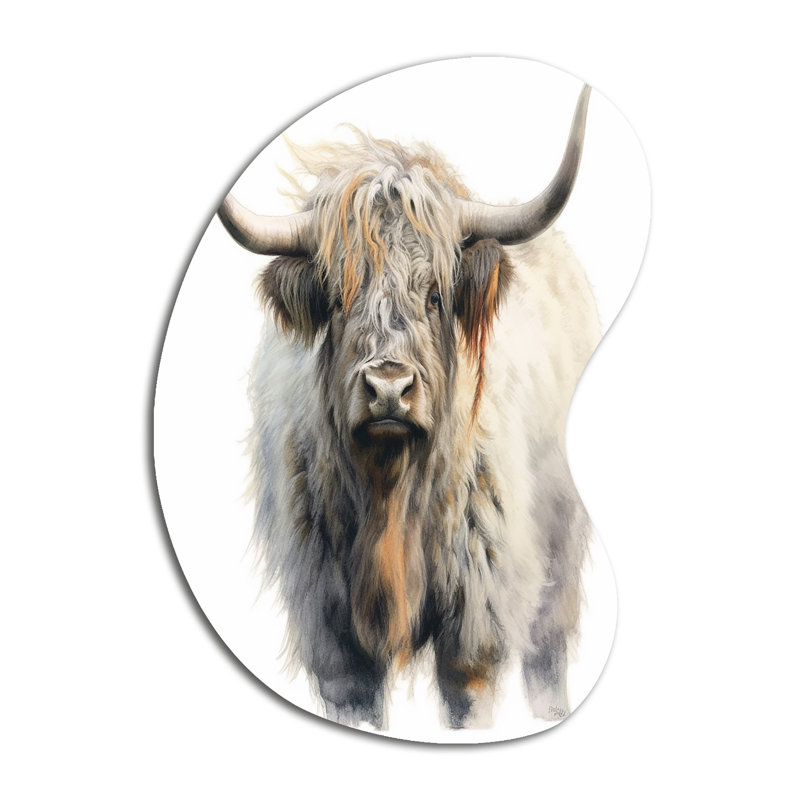 Wild Yak VI - décoration murale asymétrique en métal Yaks, sculpture murale en métal de forme unique, H 31 po x l 22 po