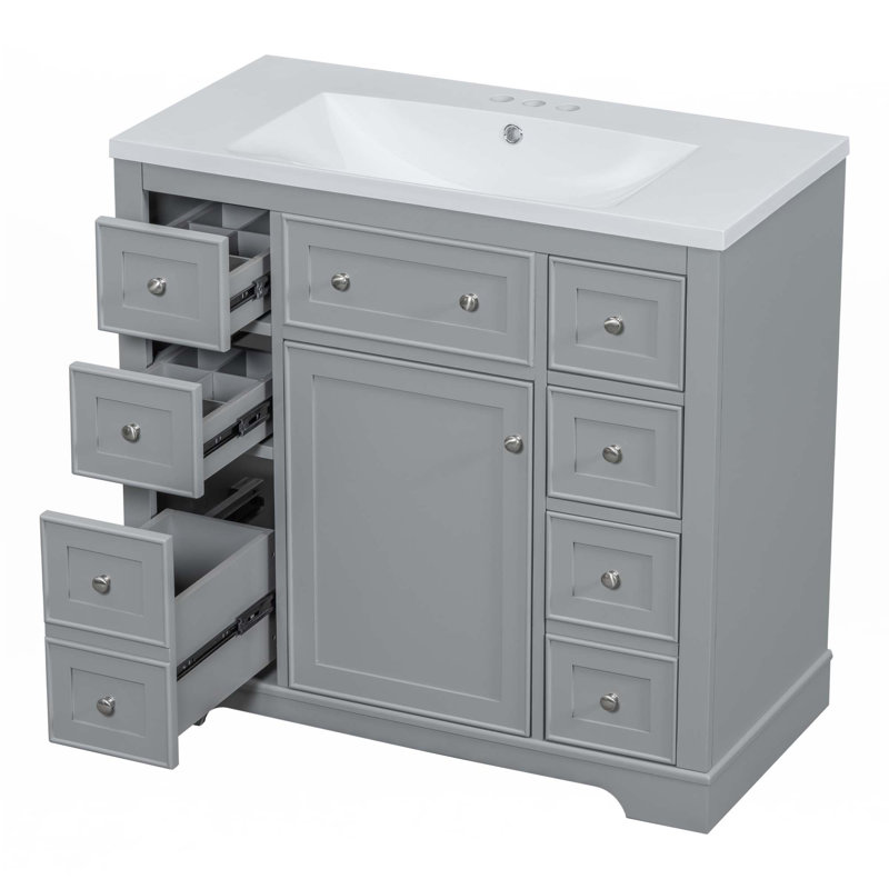 Meuble-lavabo 36 po avec lavabo, Gris