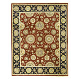 Hand Knotted Area Rug in Wine And Navy