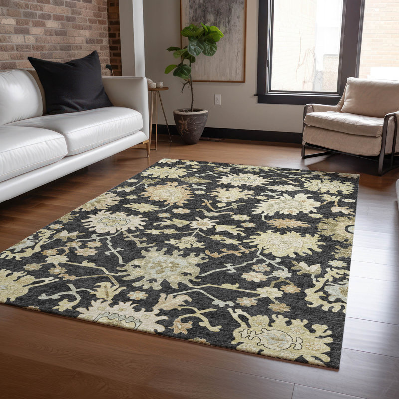 Tapis noir intérieur / extérieur Louis , 5' x 7'6"