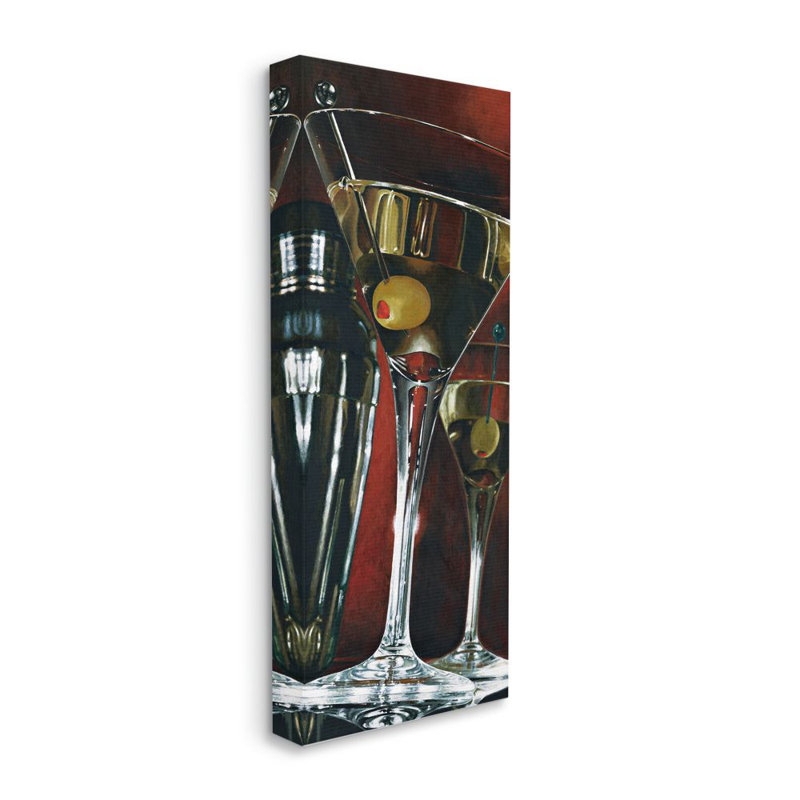 «Olive sale Martinis» par Stefano Ferreri, reproduction d'art graphique, Toile tendue, H 30 po x l 13 po x P 1,5 po