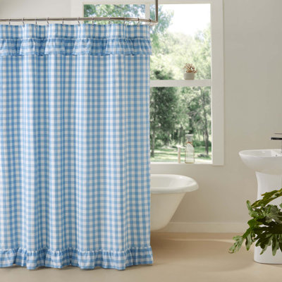 Rideau de douche simple à carreaux vichy 100% coton Annie Buffalo