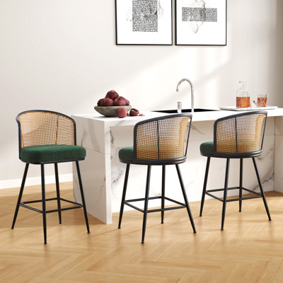 Cane Back Upholstered Counter & Bar Stool
