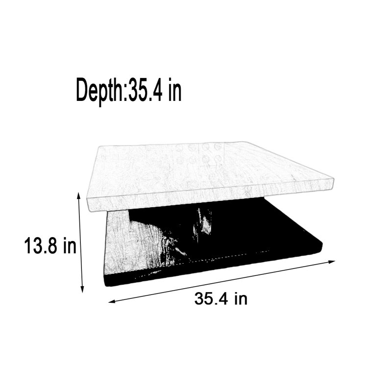 Table basse rétro en marbre et noyer, H 13,8 po x L 35,4 po x l 35,4 po, Beige