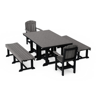 Ensemble de salle à manger rectangulaire avec bancs 5 pièces Heritage
