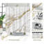 Pack of 1 White Gold Marble Minimalist Modern Abstract Bath Curtain with Hooks-462085649