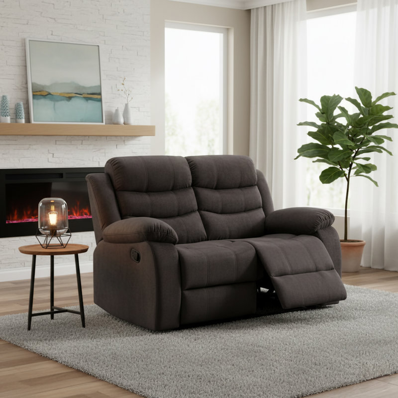 Causeuse inclinable à accoudoirs coussinés de 59 po Kingstowne
