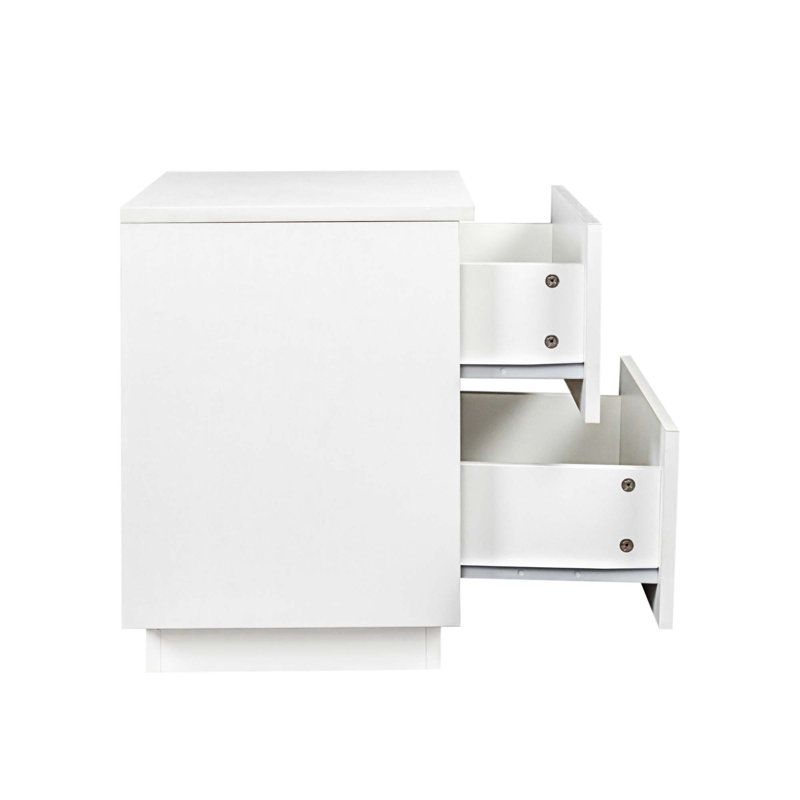 Table de chevet en bois manufacturé Cassandria, Blanc