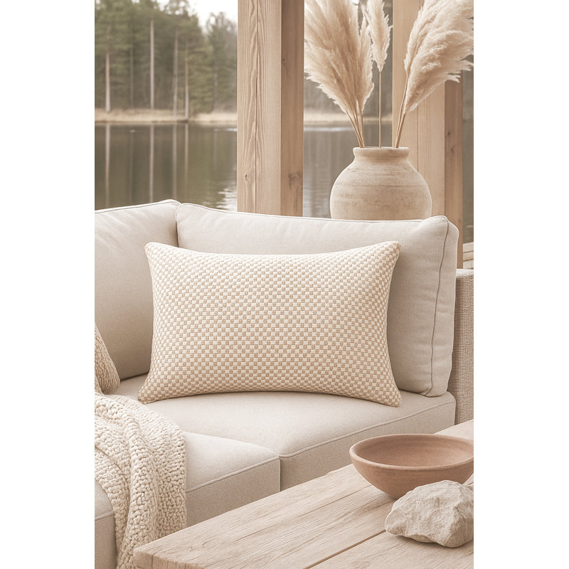 Outdoor Living Pillow Cover, Beige, Rectangle 14"H x 20"W, Polyester