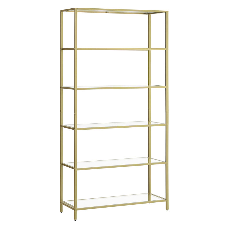 6-Tier Glass Shelf  Bookshelf, Gold