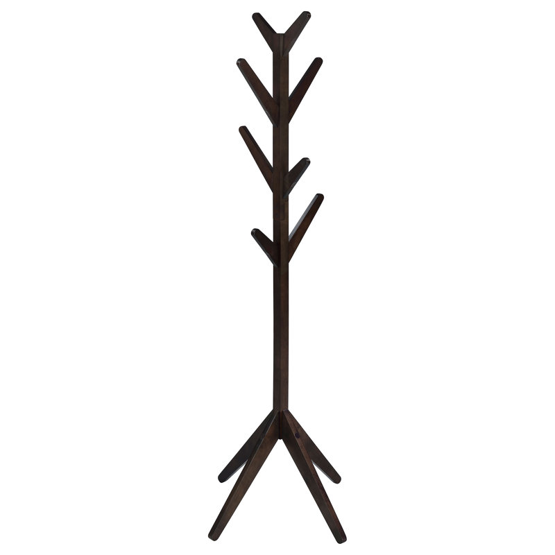 Cappuccino Solid Wood Coat Rack Clothing Hanger