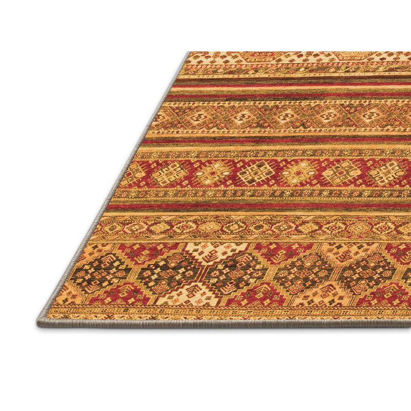 Tapis rouge en laine et polyester tissé à la machine Southwestern, Rectangle 2 pi x 5 pi