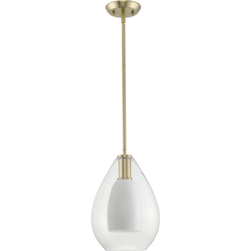 Luminaire suspendu en forme de larme à 1 lumière Eldine, Or brossé, H 14,25 po x l 9,87 po x P 9,87 po