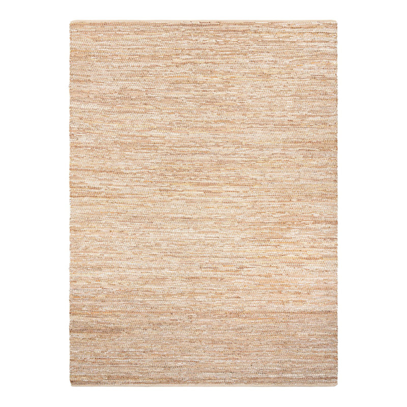 Handwoven Ivory and Brown Leather Jute 10' x 14' Area Rug
