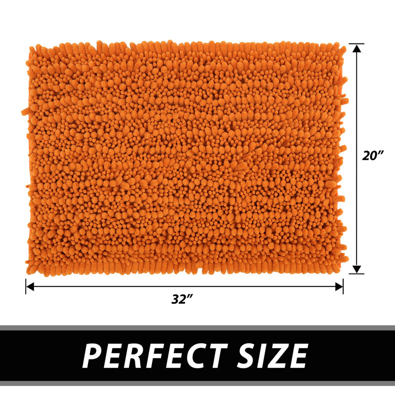Ultra Plush Chenille Non-Slip Bath Rug, Bunrt Orange, 32" L x 20" W