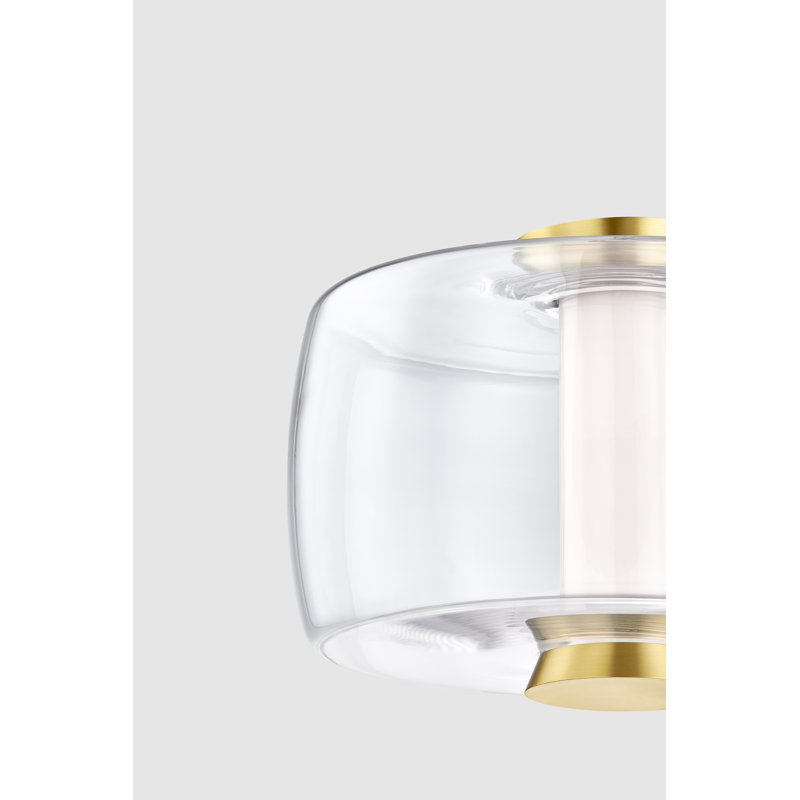 Beau Aged Brass and Clear Glass LED Pendant Light