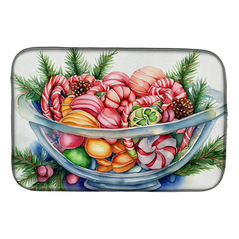 Christmas Candy Canes Dish Drying Mat