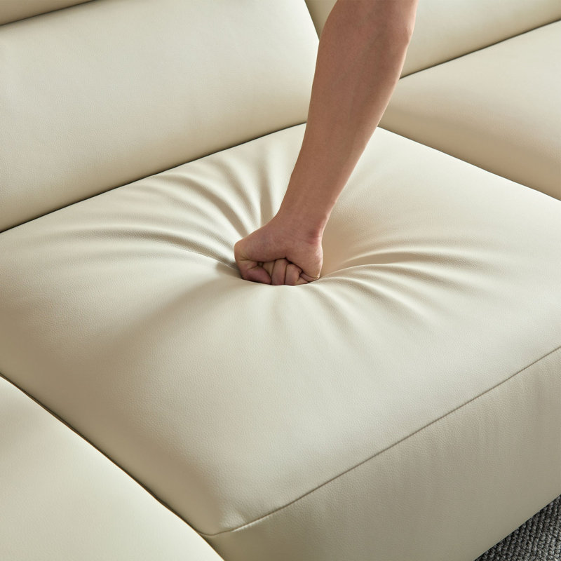 Canapé modulaire surdimensionné incurvé pour salon de 147,24 po Modern Canapé, Cuir beige