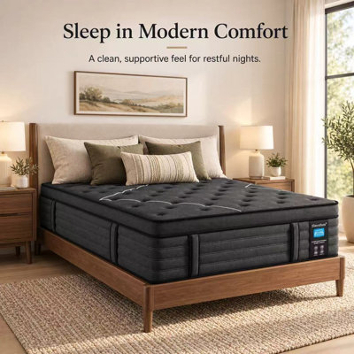 14” Extra Firm Hybrid Mattress in a Box with Individually Wrapped Pocket Coils, Motion Isolation, Edge Support & Pressure Relief, Matte Black
