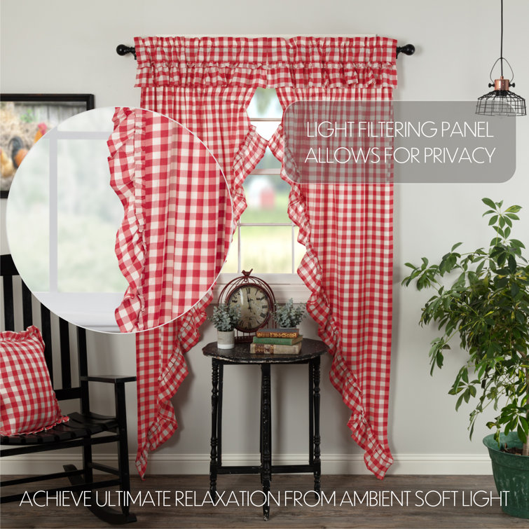 Black and White Buffalo Plaid Tie Up Valance Curtains, Buffalo Check  Gingham Farmhouse Retro Adjustable Tie-Up Shades Window Treatment Kitchen