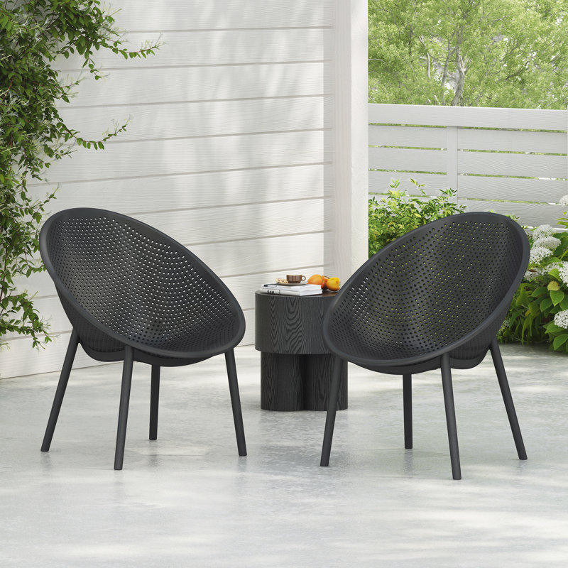 Chaise d'appoint d'extérieur (ensemble de 2), Noir