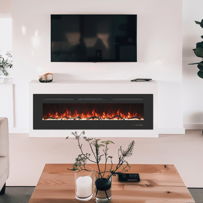 Recessed and Wall-mounted Electric Fireplace Inserts With 13 Flame and Fuel bed Colours, 750/1500W, Timer
