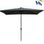 Parasol rectangulaire à lumière solaire 10X6.5Ft. Auvent Colorfast, manivelle pratique et fonction d'inclinaison.  Pour le patio, le jardin, la piscine. Évent noir à pôle noir, inclinaison rapide et facile. Pour la cour,-1514422085
