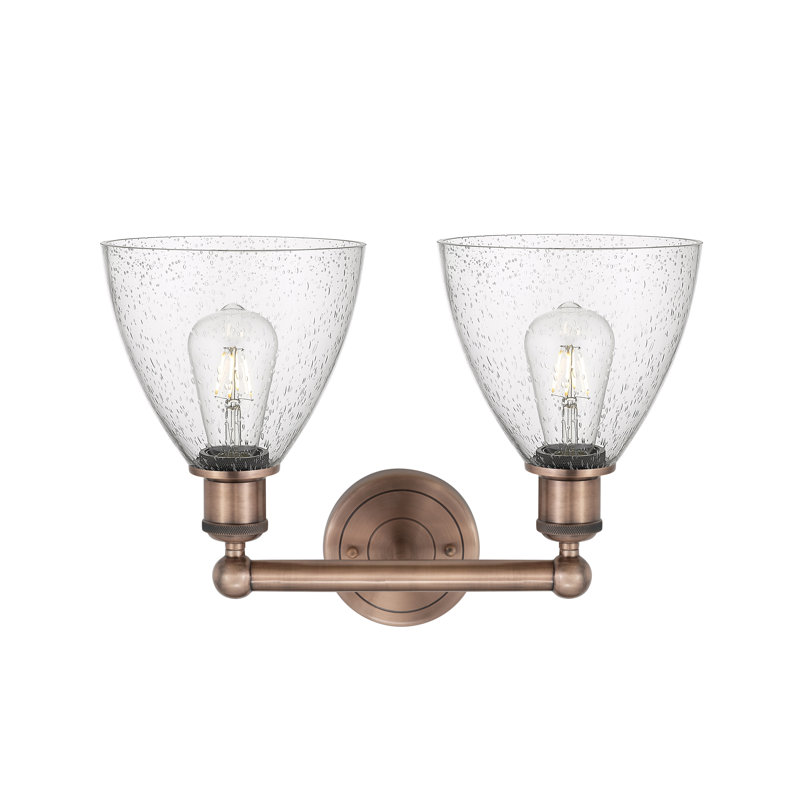 Éclairage pour meuble-lavabo en verre 2 lumières 16,5 pouces Alorah, Granuleux, Cuivre antique