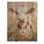 Vache marguerites avec hibiscus IV - Art mural en bois de vache - sur bois de pin naturel-797008564